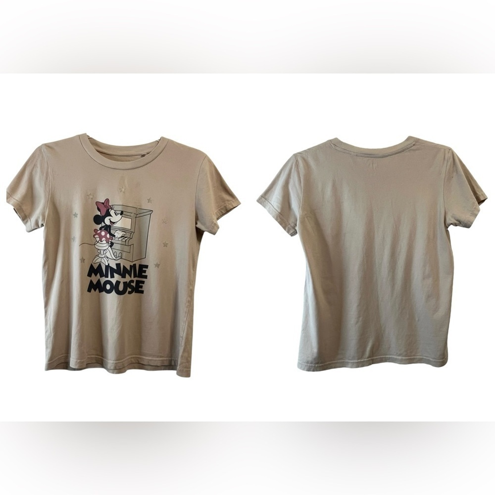 Uniqlo X Disney Sound of Music Minnie Mouse Beige Cotton Tee Shirt SZ XS